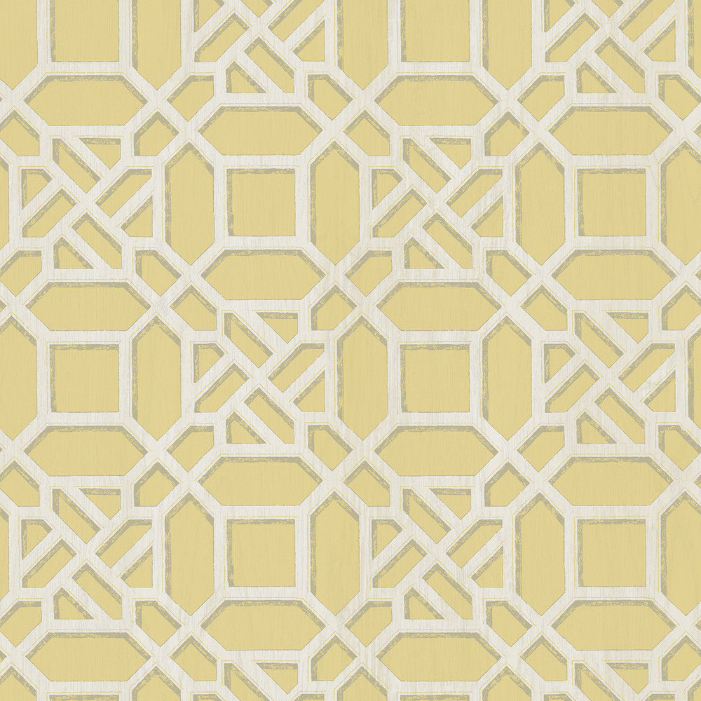 Adlington Yellow Geometric Wallpaper by Chesapeake Sage Hill Covers about 56.4 square feet 20.5-in by 33-ft long roll Unpasted 10 - Fabric Carolina -
