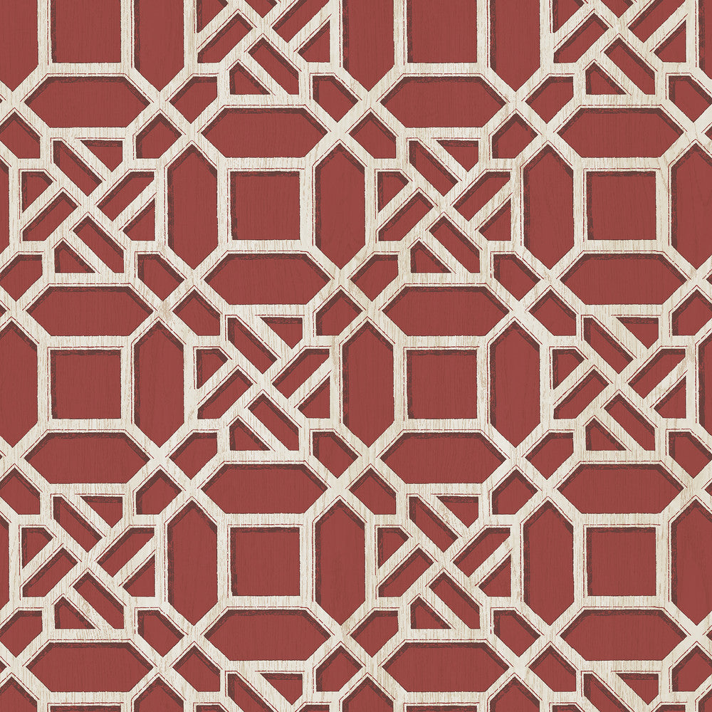 Adlington Maroon Geometric Wallpaper by Chesapeake Sage Hill Covers about 56.4 square feet 20.5-in by 33-ft long roll Unpasted 10 - Fabric Carolina -