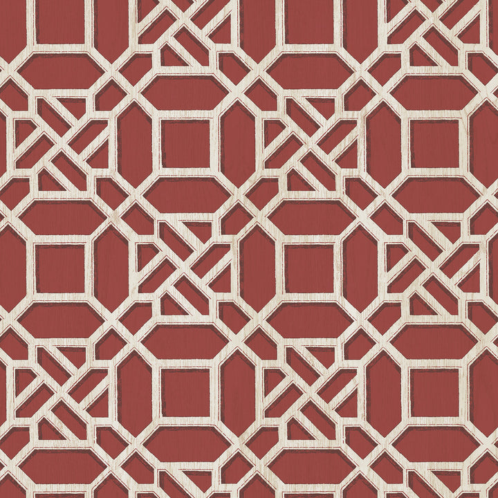 Adlington Maroon Geometric Wallpaper by Chesapeake Sage Hill Covers about 56.4 square feet 20.5-in by 33-ft long roll Unpasted 10 - Fabric Carolina -