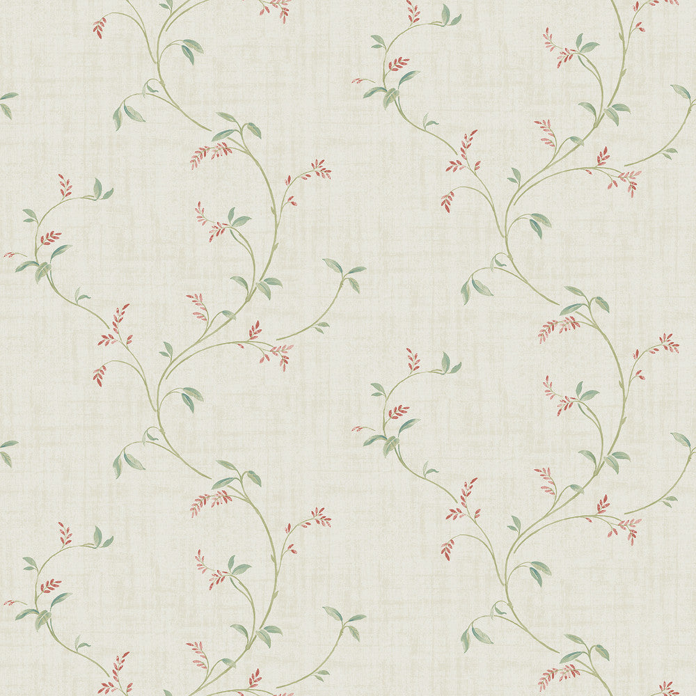 Madeley Coral Floral Trail Wallpaper by Chesapeake Sage Hill Covers about 56.4 square feet 20.5-in by 33-ft long roll Unpasted 10 - Fabric Carolina -