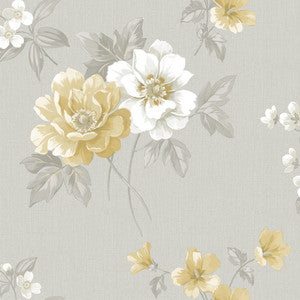 Keighley Grey Floral Wallpaper by Chesapeake