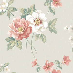 Keighley Coral Floral Wallpaper by Chesapeake