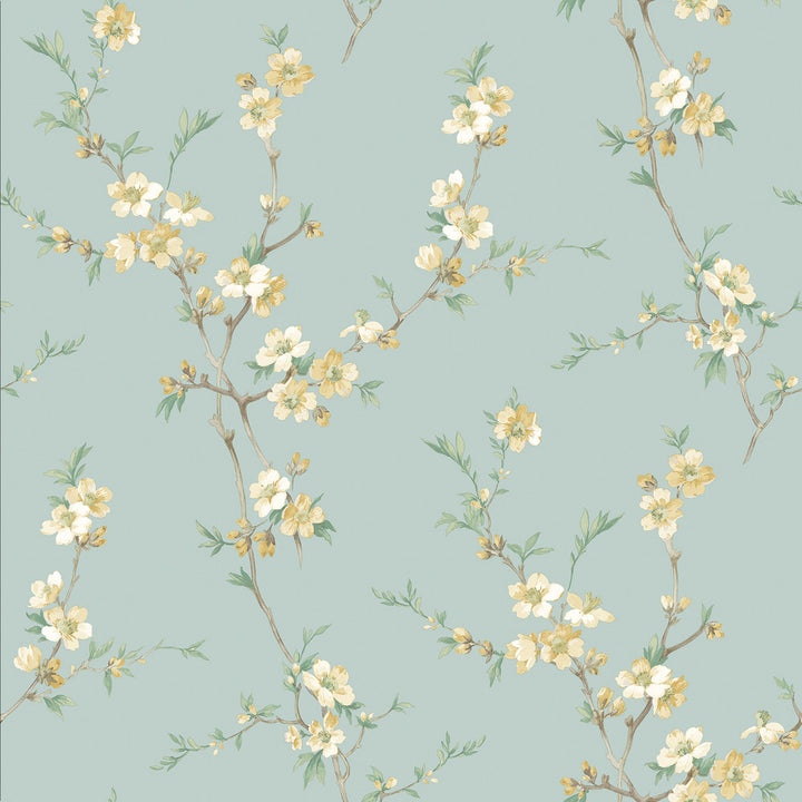 Cherry Blossom Light Green Trail Wallpaper by Chesapeake Sage Hill Covers about 56.4 square feet 20.5-in by 33-ft long roll Unpasted 20.5 - Fabric Carolina -
