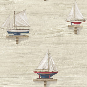 Set Sail Beige Wood Wallpaper by Chesapeake