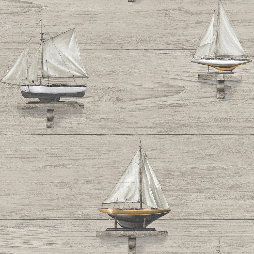 Set Sail Grey Wood Wallpaper by Chesapeake Seaside Living Covers about 56.4 square feet 20.5-in by 33-ft long roll Prepasted 20.5 - Fabric Carolina -