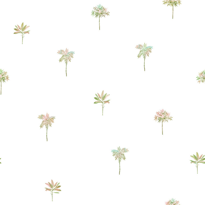 Palmetto Pink Leaves Wallpaper by Chesapeake Seaside Living Covers about 56.4 square feet 20.5-in by 33-ft long roll Prepasted 20.5 - Fabric Carolina -