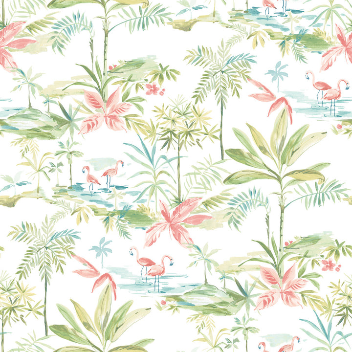 Lagoon Green Watercolor Wallpaper by Chesapeake Seaside Living Covers about 56.4 square feet 20.5-in by 33-ft long roll Prepasted 20.5 - Fabric Carolina -