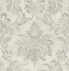 Astor Silver Damask Wallpaper by Chesapeake