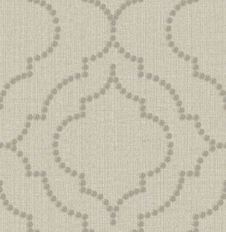 Chelsea Taupe Quatrefoil Wallpaper by Chesapeake Manhattan Club Covers about 56.4 square feet 20.5-in by 33-ft long roll Unpasted 21 - Fabric Carolina -