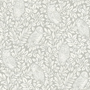 Parliament Light Grey Owl Wallpaper by Chesapeake