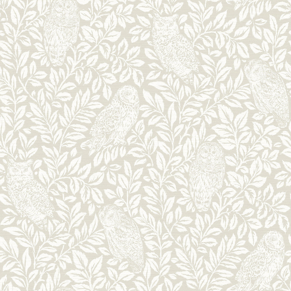 Parliament Cream Owl Wallpaper by Chesapeake Farmhouse Covers about 56.4 square feet 20.5-in by 33-ft long roll Prepasted 20.9 - Fabric Carolina -
