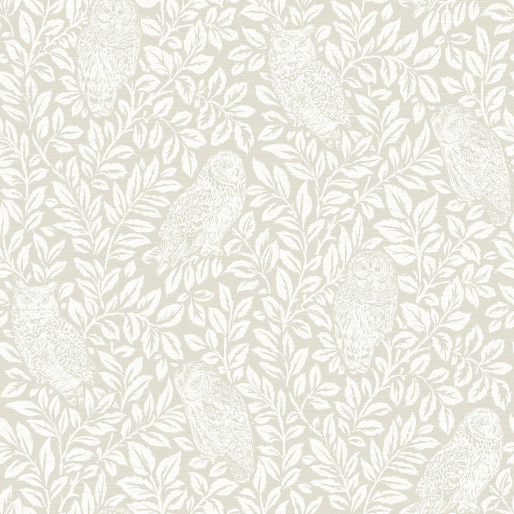 Parliament Cream Owl Wallpaper by Chesapeake Farmhouse Covers about 56.4 square feet 20.5-in by 33-ft long roll Prepasted 20.9 - Fabric Carolina -