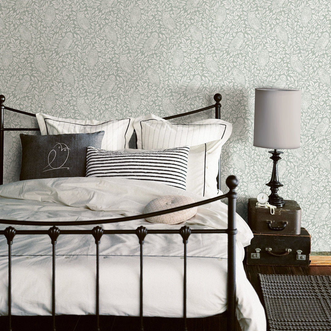 Parliament Teal Owl Wallpaper by Chesapeake Designer