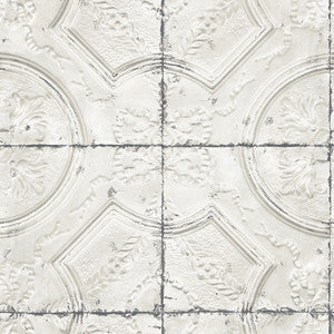 Susanna Off White Vintage Tin Tile Wallpaper by Chesapeake
