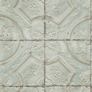 Susanna Teal Vintage Tin Tile Wallpaper by Chesapeake