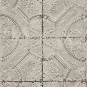 Susanna Taupe Vintage Tin Tile Wallpaper by Chesapeake