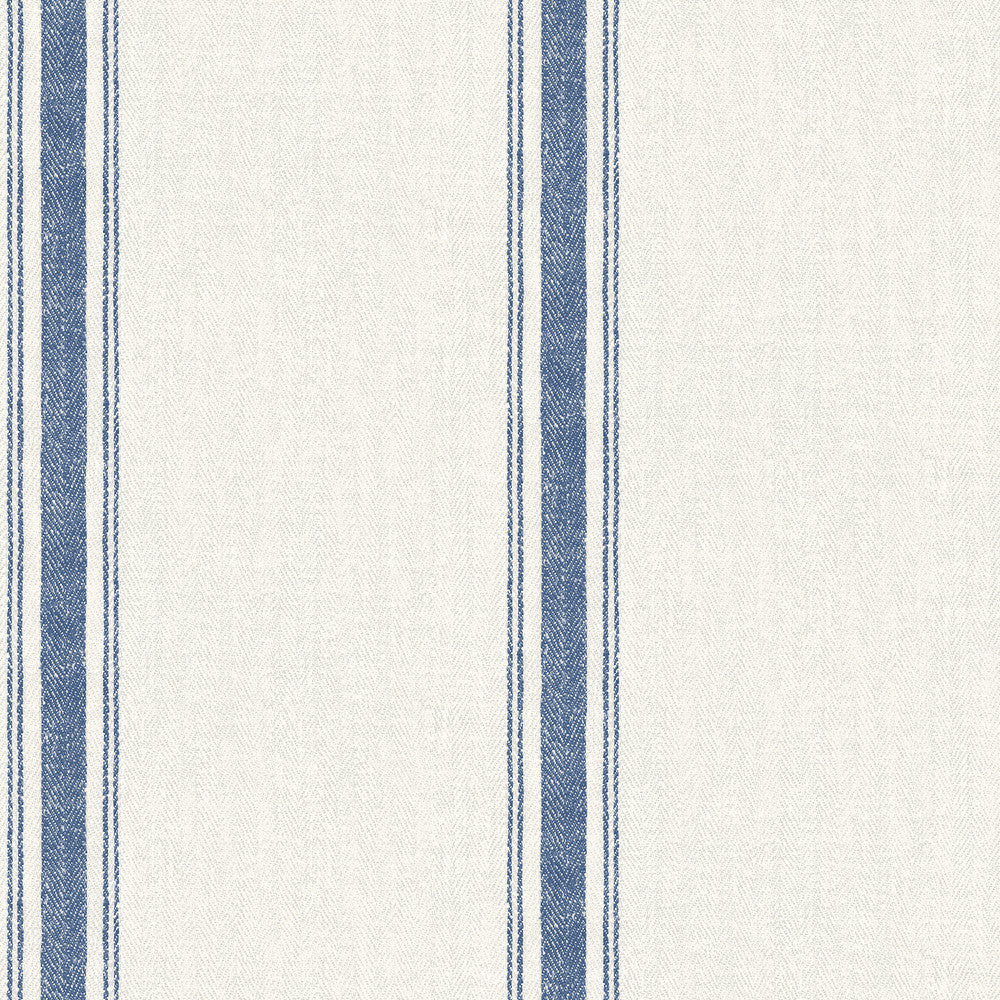 Linette Blue Fabric Stripe Wallpaper by Chesapeake Farmhouse Covers about 56.4 square feet 20.5-in by 33-ft long roll Prepasted 20.9 - Fabric Carolina -
