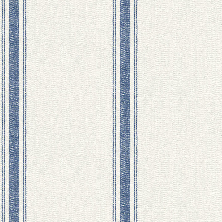 Linette Blue Fabric Stripe Wallpaper by Chesapeake Farmhouse Covers about 56.4 square feet 20.5-in by 33-ft long roll Prepasted 20.9 - Fabric Carolina -