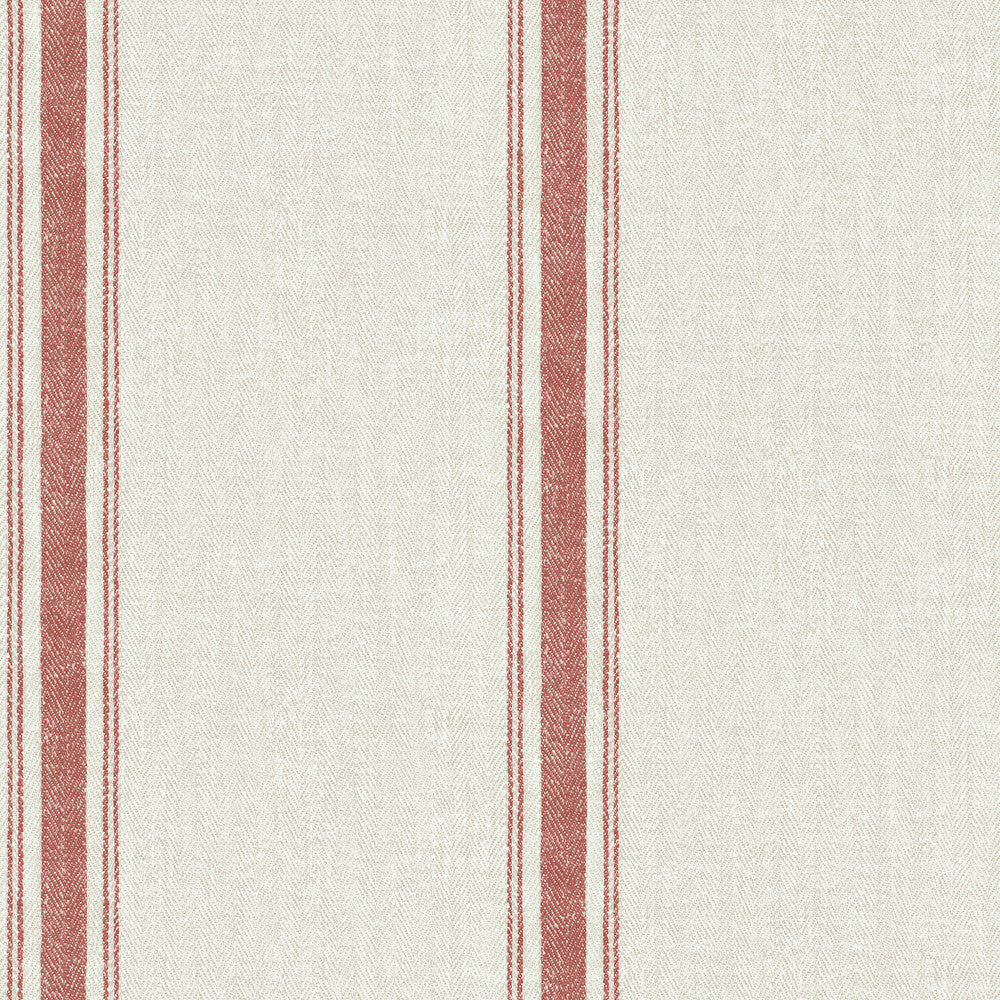 Linette Burnt Sienna Fabric Stripe Wallpaper by Chesapeake Farmhouse Covers about 56.4 square feet 20.5-in by 33-ft long roll Prepasted 20.9 - Fabric Carolina -