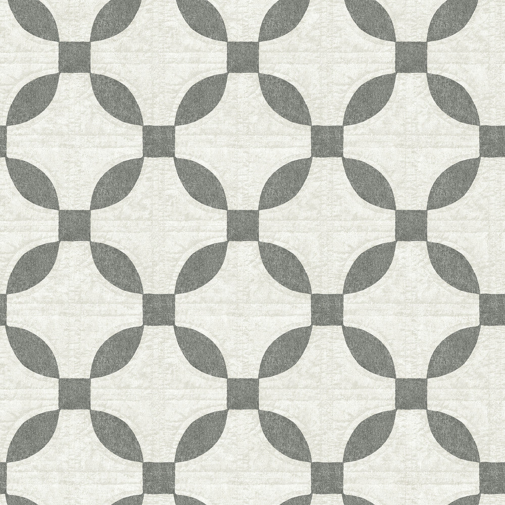 Justice Charcoal Quilt Wallpaper by Chesapeake Farmhouse Covers about 56.4 square feet 20.5-in by 33-ft long roll Prepasted 20.9 - Fabric Carolina -