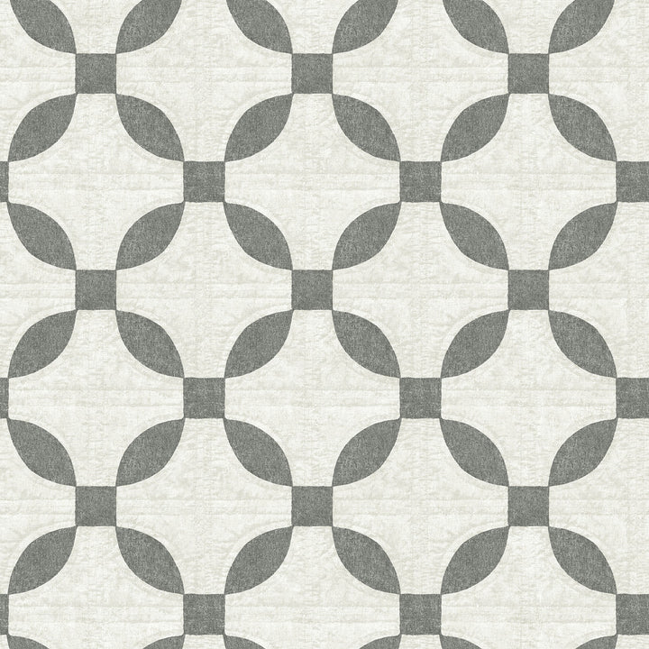 Justice Charcoal Quilt Wallpaper by Chesapeake Farmhouse Covers about 56.4 square feet 20.5-in by 33-ft long roll Prepasted 20.9 - Fabric Carolina -