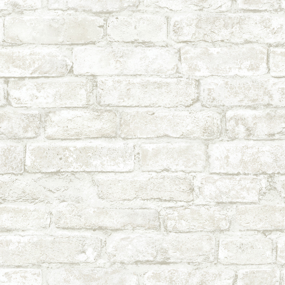 Arlington Off White Brick Wallpaper by Chesapeake Farmhouse Covers about 56.4 square feet 20.5-in by 33-ft long roll Prepasted 20.9 - Fabric Carolina -