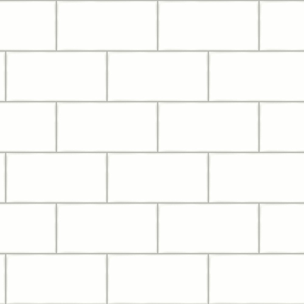 Freedom Off White Subway Tile Wallpaper by Chesapeake Farmhouse Covers about 56.4 square feet 20.5-in by 33-ft long roll Prepasted 20.9 - Fabric Carolina -