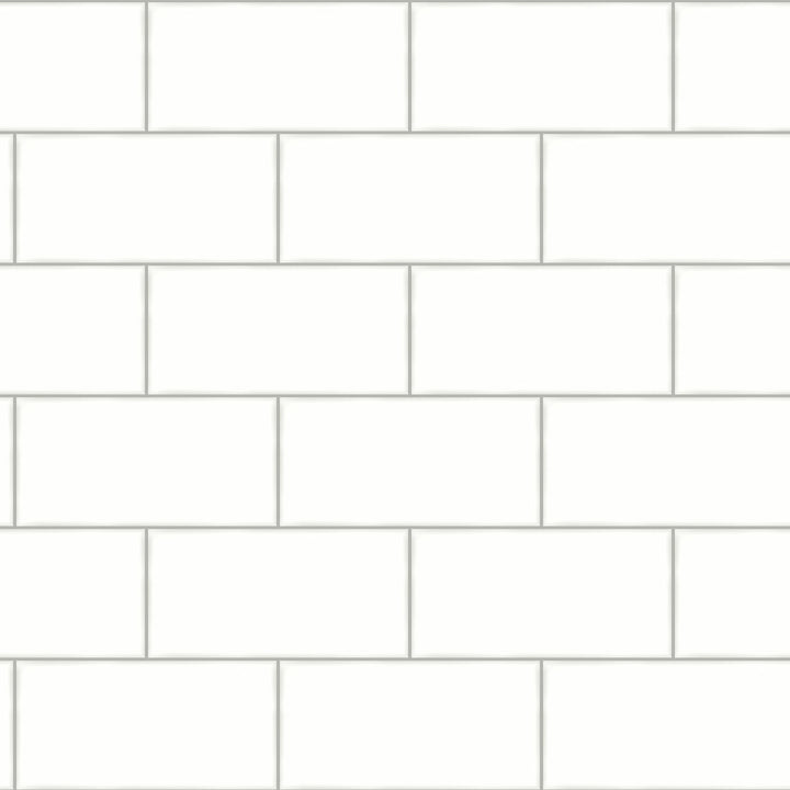 Freedom Off White Subway Tile Wallpaper by Chesapeake Farmhouse Covers about 56.4 square feet 20.5-in by 33-ft long roll Prepasted 20.9 - Fabric Carolina -