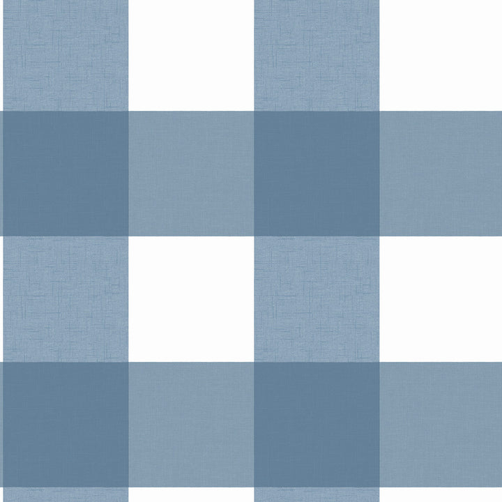 Amos Blue Gingham Wallpaper by Chesapeake Farmhouse Covers about 56.4 square feet 20.5-in by 33-ft long roll Prepasted 20.9 - Fabric Carolina -
