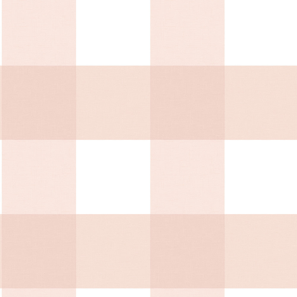 Amos Light Pink Gingham Wallpaper by Chesapeake Farmhouse Covers about 56.4 square feet 20.5-in by 33-ft long roll Prepasted 20.9 - Fabric Carolina -