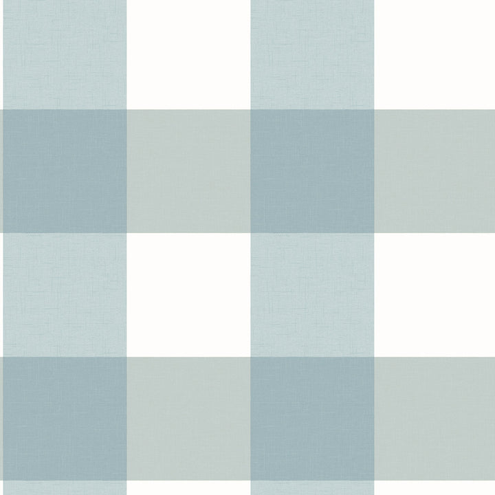 Amos Teal Gingham Wallpaper by Chesapeake Farmhouse Covers about 56.4 square feet 20.5-in by 33-ft long roll Prepasted 20.9 - Fabric Carolina -