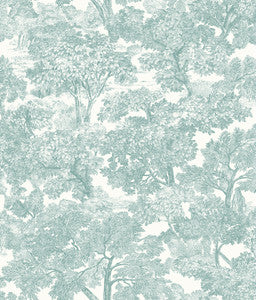 Spinney Teal Toile Wallpaper by Chesapeake