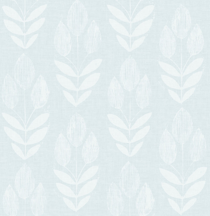 Garland Light Blue Block Tulip Wallpaper by Chesapeake Farmhouse Covers about 56.4 square feet 20.5-in by 33-ft long roll Unpasted 20.9 - Fabric Carolina -