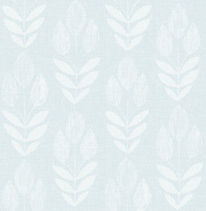 Garland Light Blue Block Tulip Wallpaper by Chesapeake