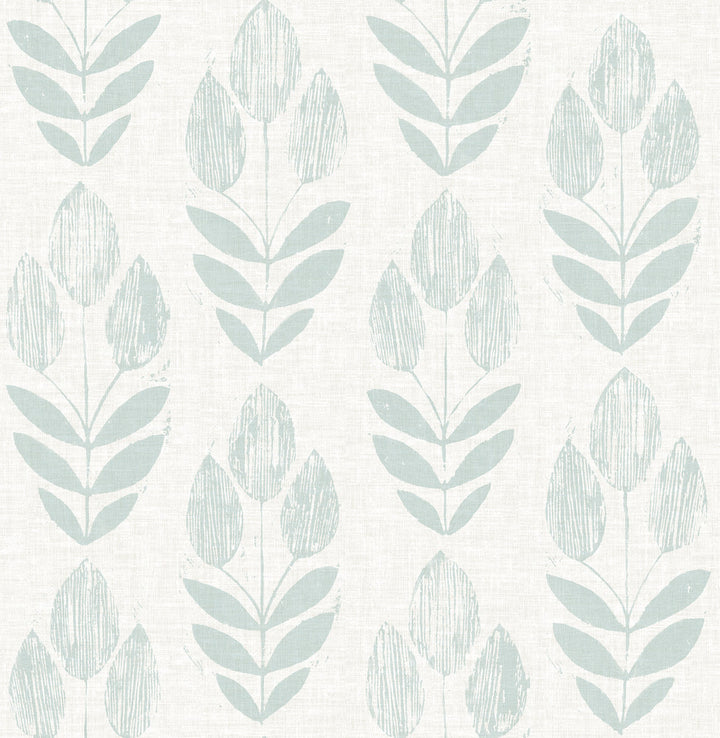 Garland Teal Block Tulip Wallpaper by Chesapeake Farmhouse Covers about 56.4 square feet 20.5-in by 33-ft long roll Unpasted 20.9 - Fabric Carolina -