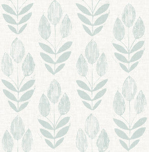 Garland Teal Block Tulip Wallpaper by Chesapeake