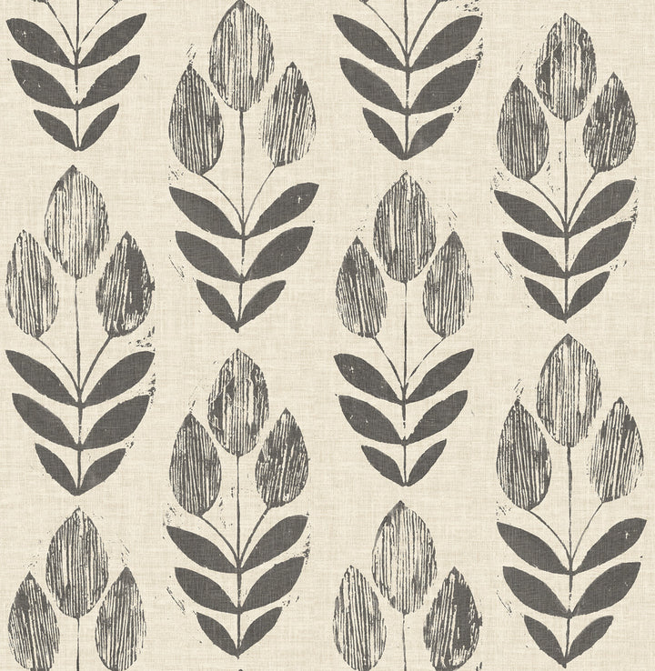 Garland Black Block Tulip Wallpaper by Chesapeake Farmhouse Covers about 56.4 square feet 20.5-in by 33-ft long roll Unpasted 20.9 - Fabric Carolina -