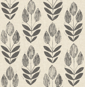 Garland Black Block Tulip Wallpaper by Chesapeake
