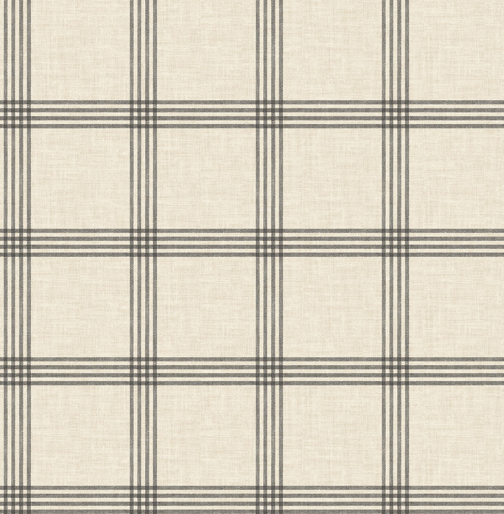 Twain Black Plaid Wallpaper by Chesapeake Farmhouse Covers about 56.4 square feet 20.5-in by 33-ft long roll Unpasted 5.2 - Fabric Carolina -