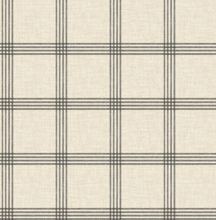 Twain Black Plaid Wallpaper by Chesapeake Farmhouse Covers about 56.4 square feet 20.5-in by 33-ft long roll Unpasted 5.2 - Fabric Carolina -
