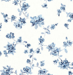 Cyrus Blue Festive Floral Wallpaper by Chesapeake