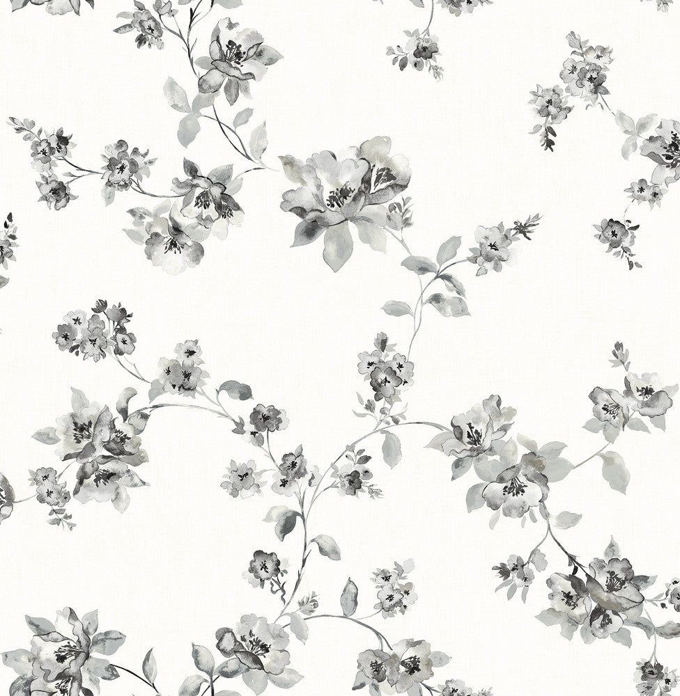 Cyrus Black Festive Floral Wallpaper by Chesapeake Farmhouse Covers about 56.4 square feet 20.5-in by 33-ft long roll Unpasted 10.4 - Fabric Carolina -