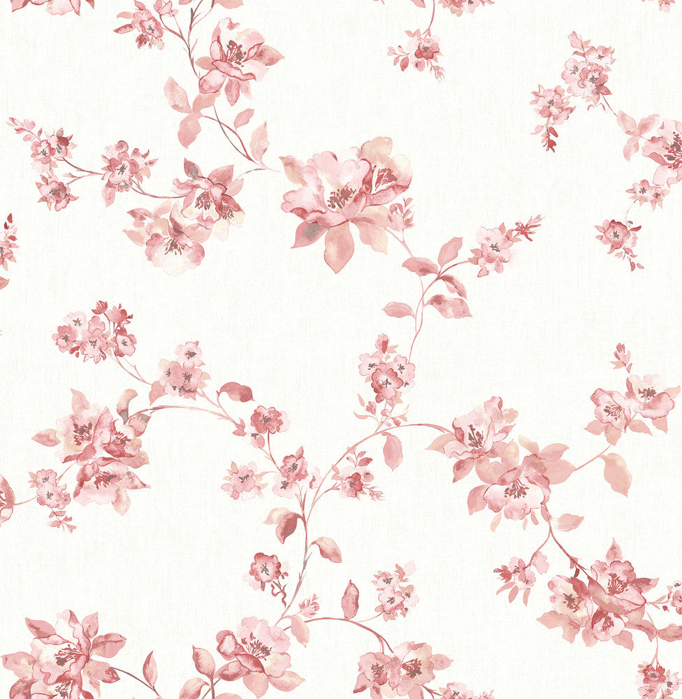 Cyrus Rose Festive Floral Wallpaper by Chesapeake Farmhouse Covers about 56.4 square feet 20.5-in by 33-ft long roll Unpasted 10.4 - Fabric Carolina -