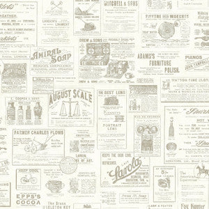 Adamstown Cream Newspaper Wallpaper by Chesapeake