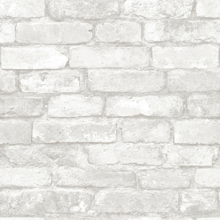 Buchanan Off White Brick Peel & Stick Wallpaper by Chesapeake Farmhouse Covers about 30.8 square feet 20.5-in by 18-ft long roll Peel & Stick 20.5 - Fabric Carolina -