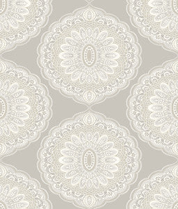 Bolinas Grey Medallion Wallpaper by Chesapeake