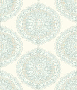Bolinas Aquamarine Medallion Wallpaper by Chesapeake