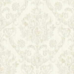 Shasta Beige Damask Wallpaper by Chesapeake