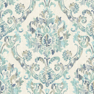 Shasta Teal Damask Wallpaper by Chesapeake