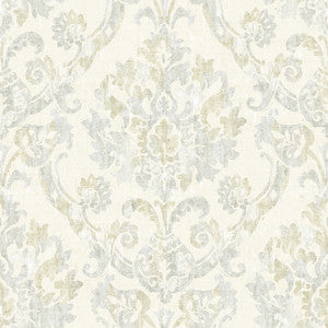Shasta Grey Damask Wallpaper by Chesapeake